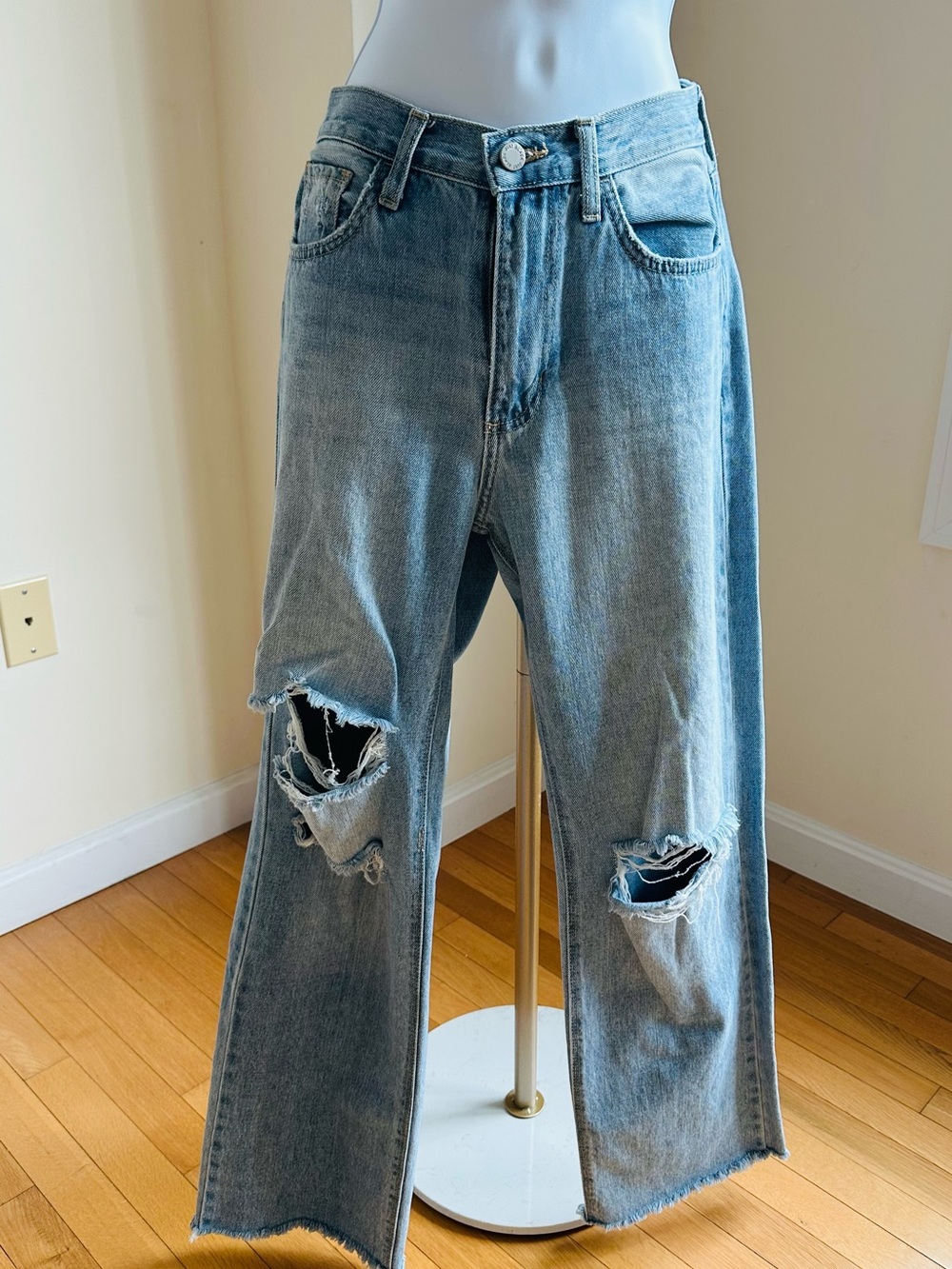 Just Black Light Blue Distressed Relaxed Jeans